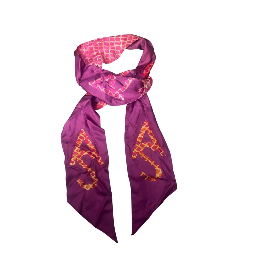 All‎ Saints Silk Long Skinny Scarf Pink and Orange